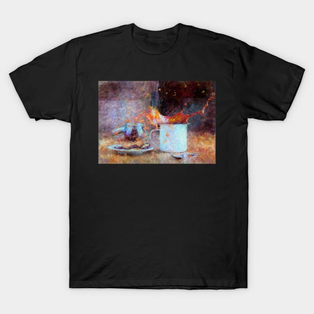 Coffee Splash Impressionist Painting T-Shirt by BonBonBunny